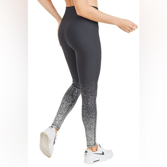 Mono B Silver Raindrop Ombre Metallic High Waist Leggings Black Silver Size L - Picture 4 of 10